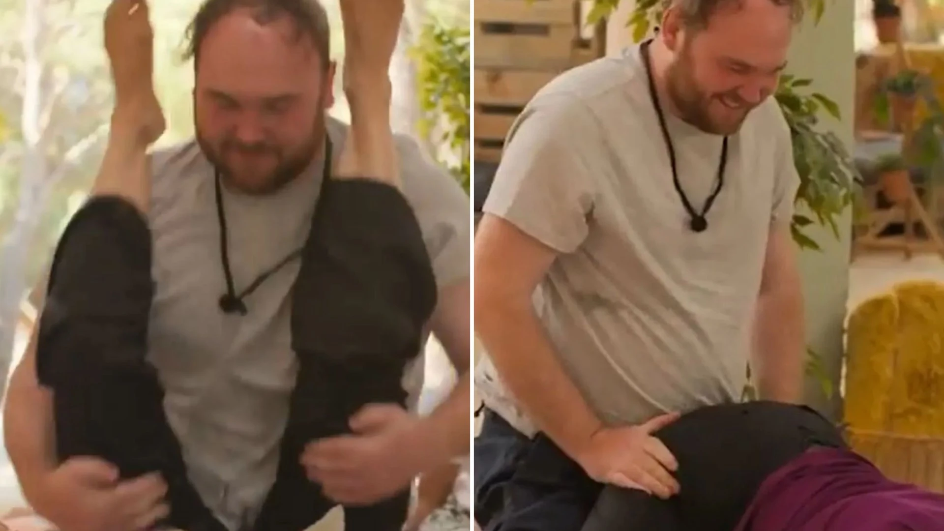 Watch excruciating moment Virgin Island contestant smacks expert's bum