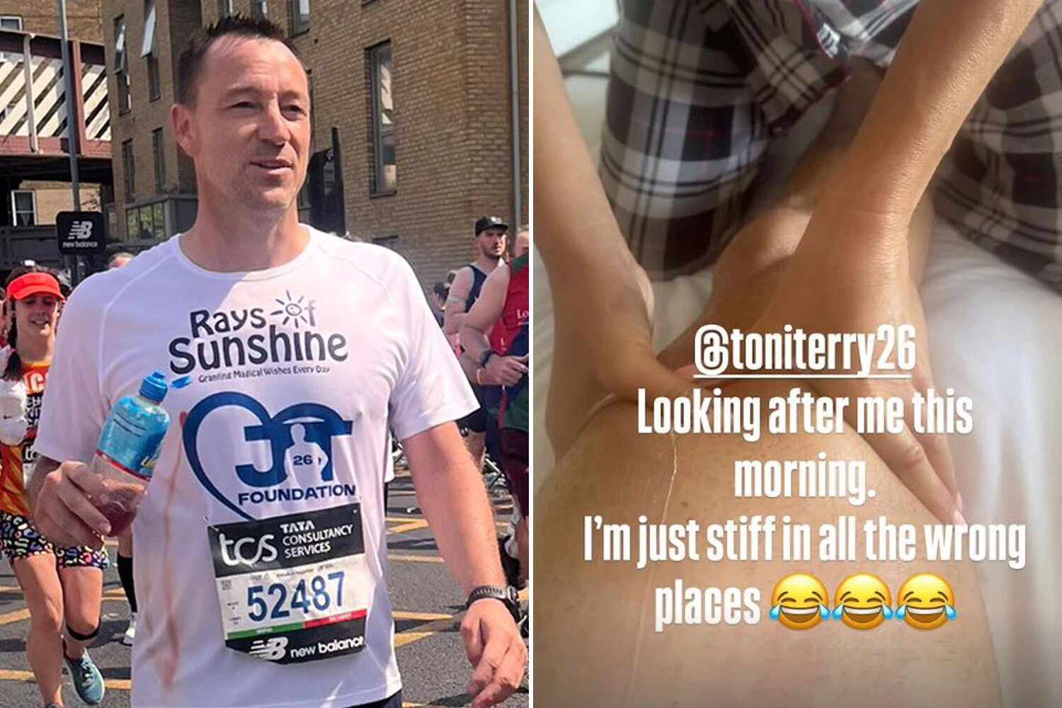 Terry shares intimate snap of wife taking care of him after Marathon nipple agony