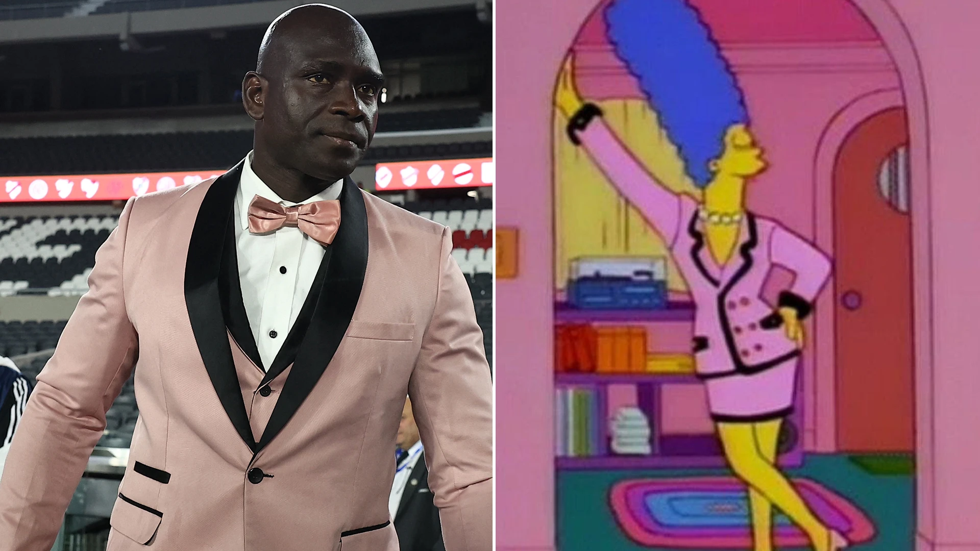 Ex-Prem star-turned-manager wears pink tux & is compared to Simpsons character