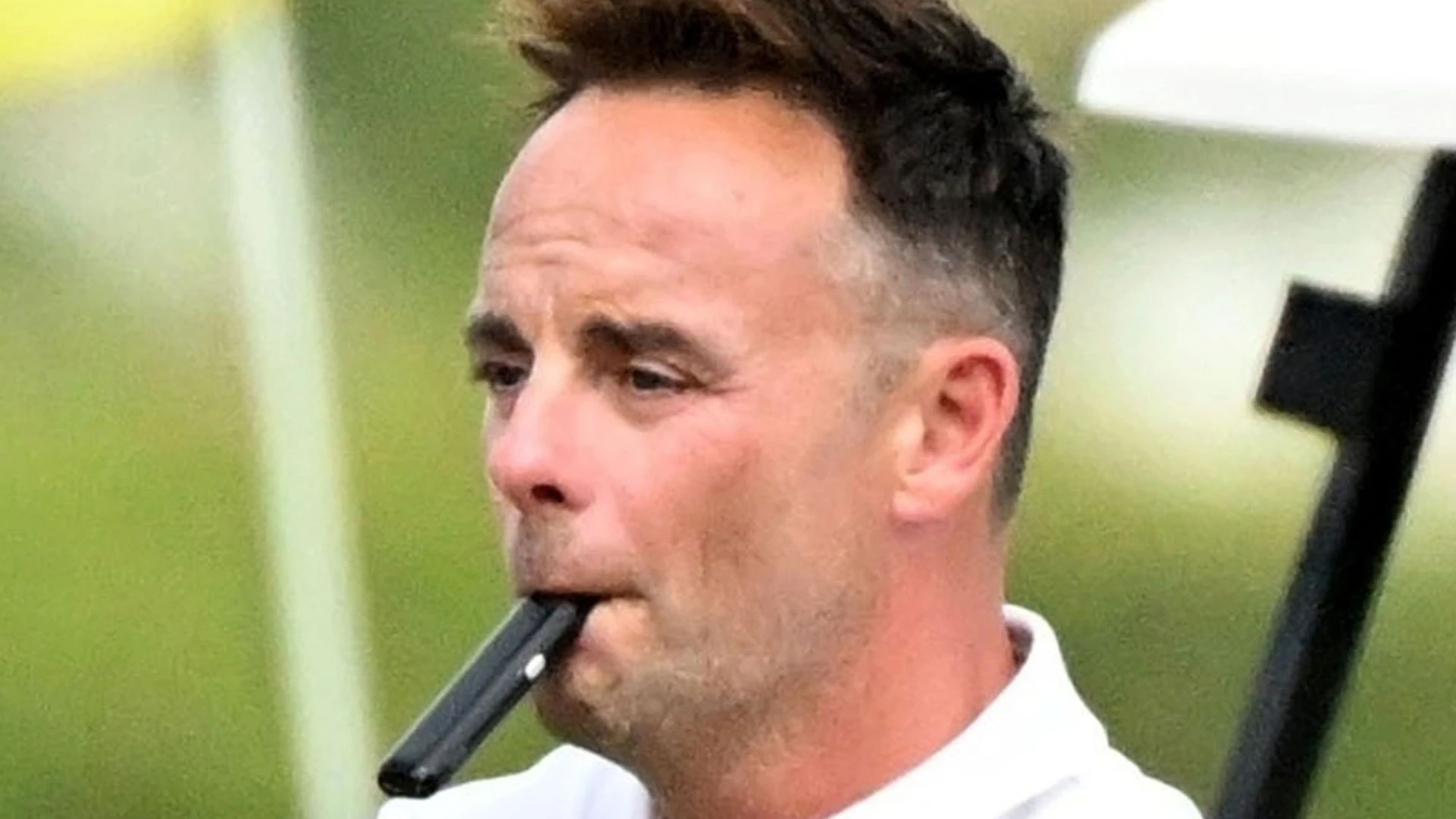 Ant McPartlin nearly drives his ball into his own car on golf course