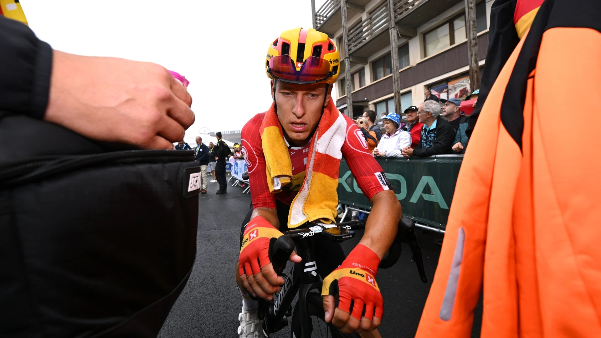 Tour de France star collapses at finish line & rushed to hospital in ambulance