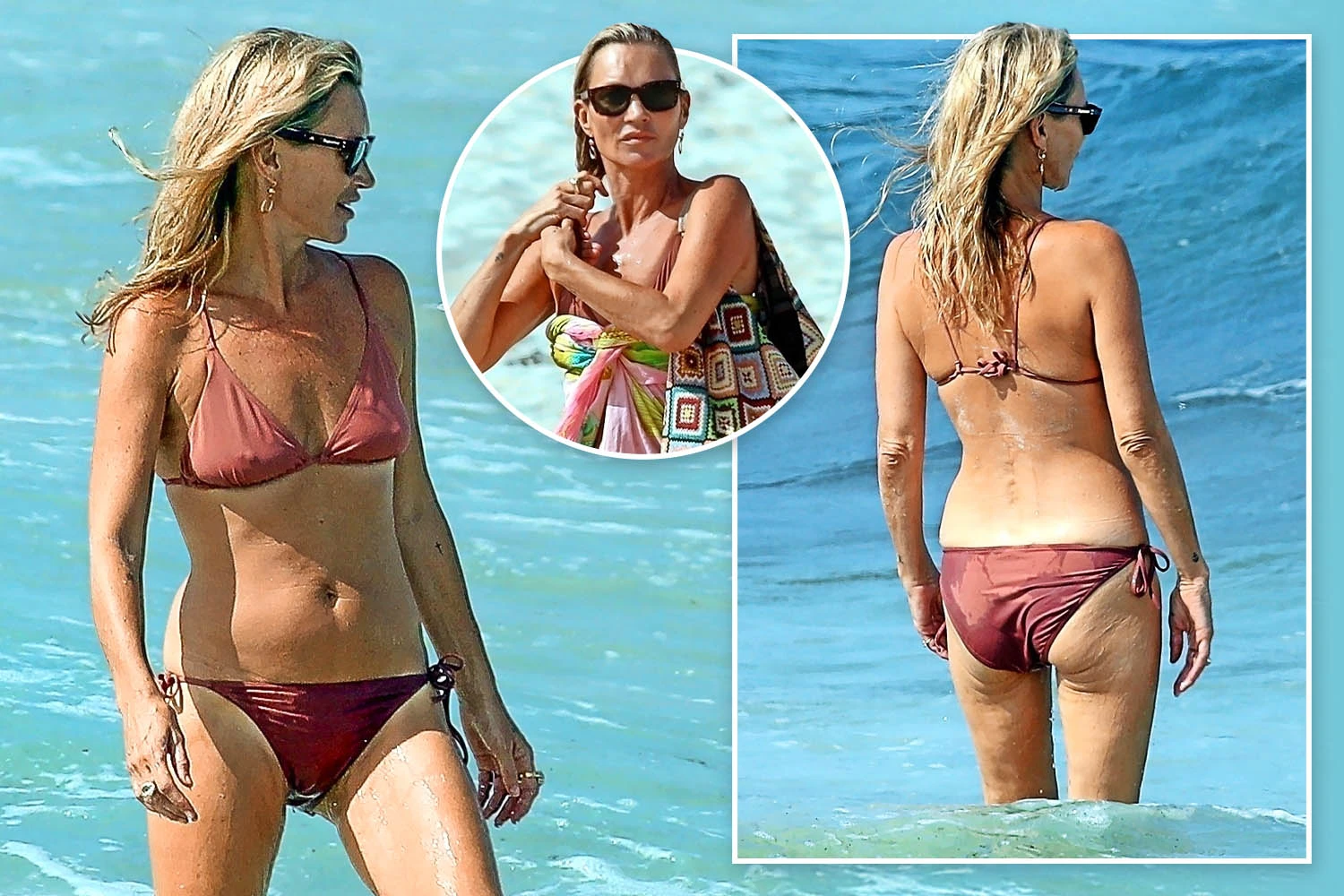 Kate Moss, 51, stuns in maroon bikini on beach getaway with daughter Lila