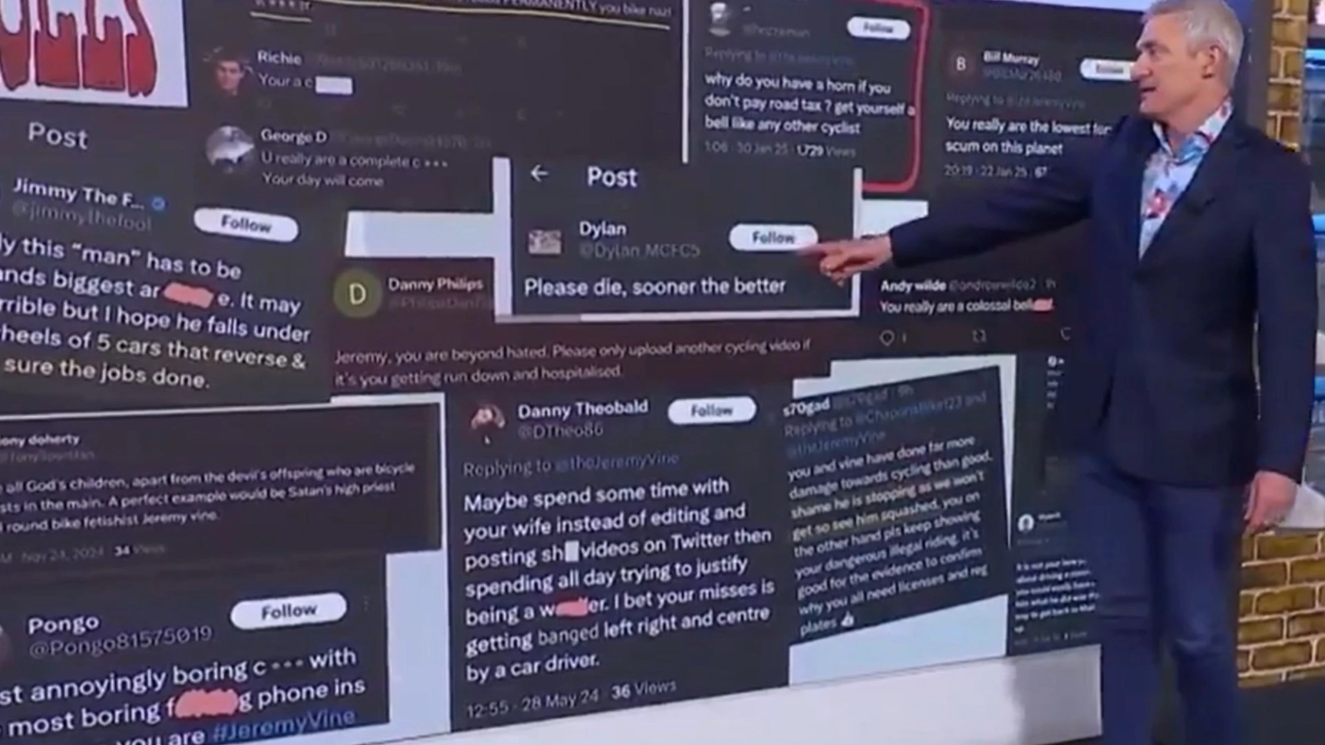 Watch the moment Jeremy Vine reads out slew of vicious comments wishing him DEAD