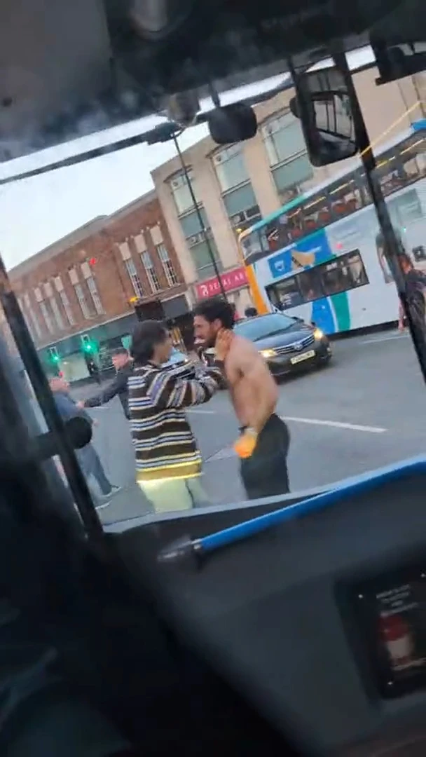 Moment topless Championship ace in 'brawl' after 'pub row' spills into street