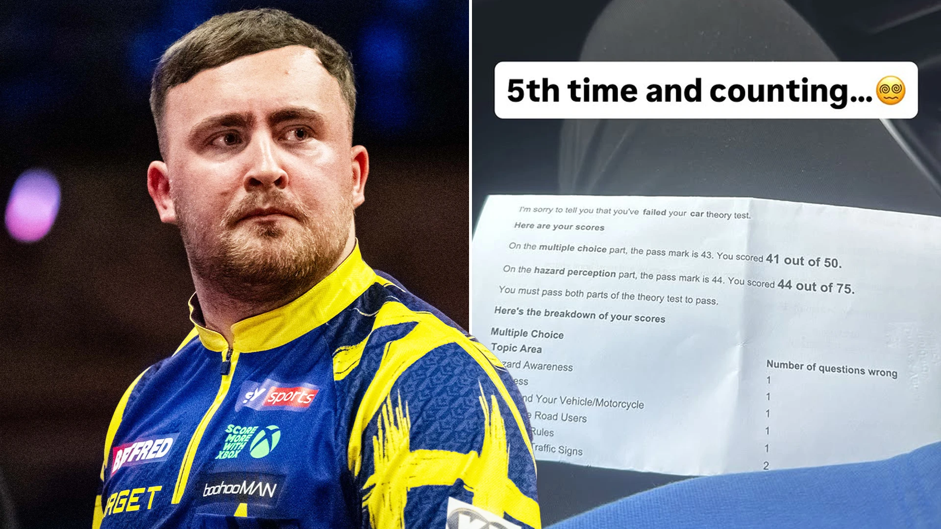 Littler fails theory test for 5th time with worse score than before