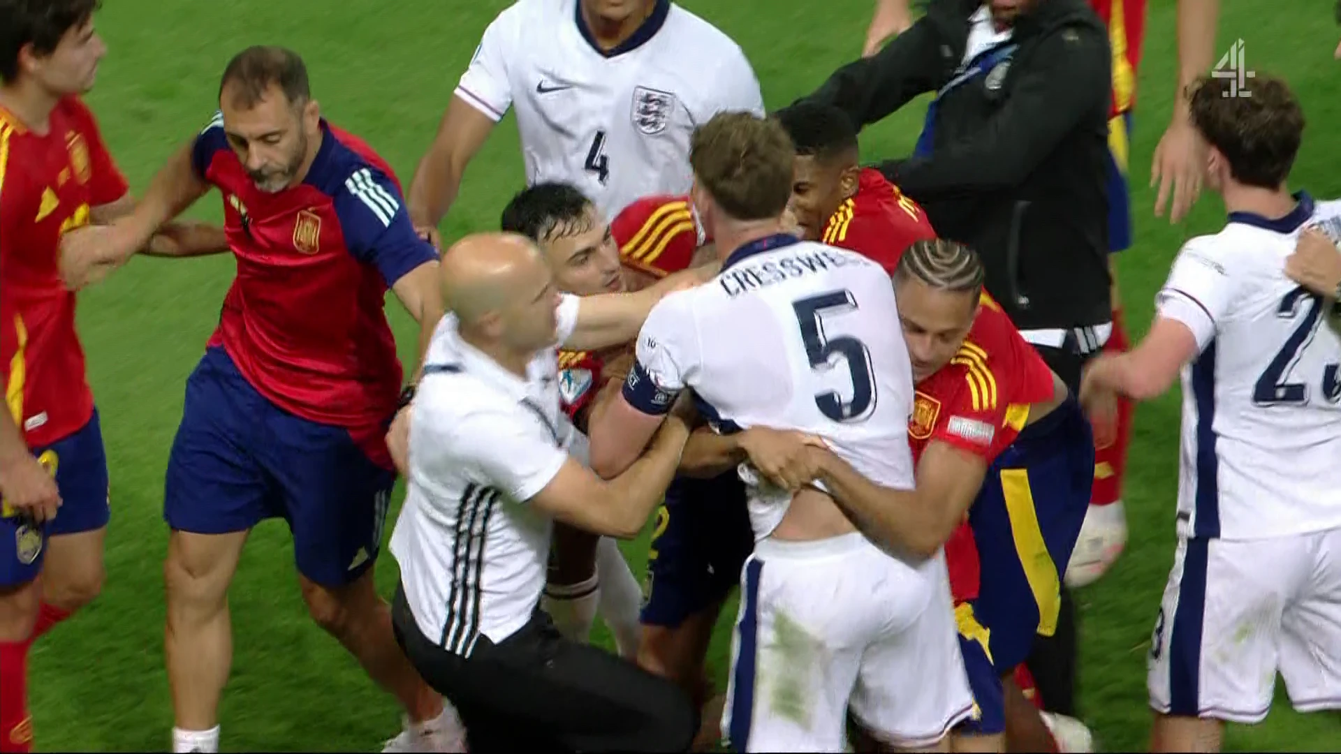 Chaos as England's U21 Euros quarter-final win over Spain ends in mass brawl
