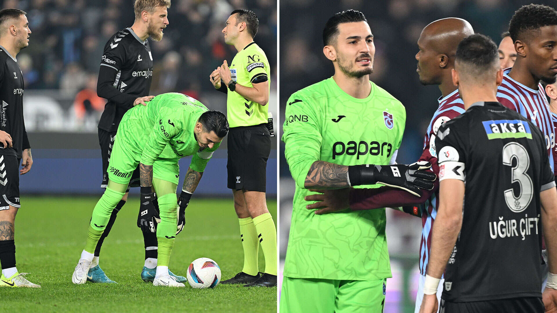 Moment fuming opposition stop keeper taking pen before teammate misses