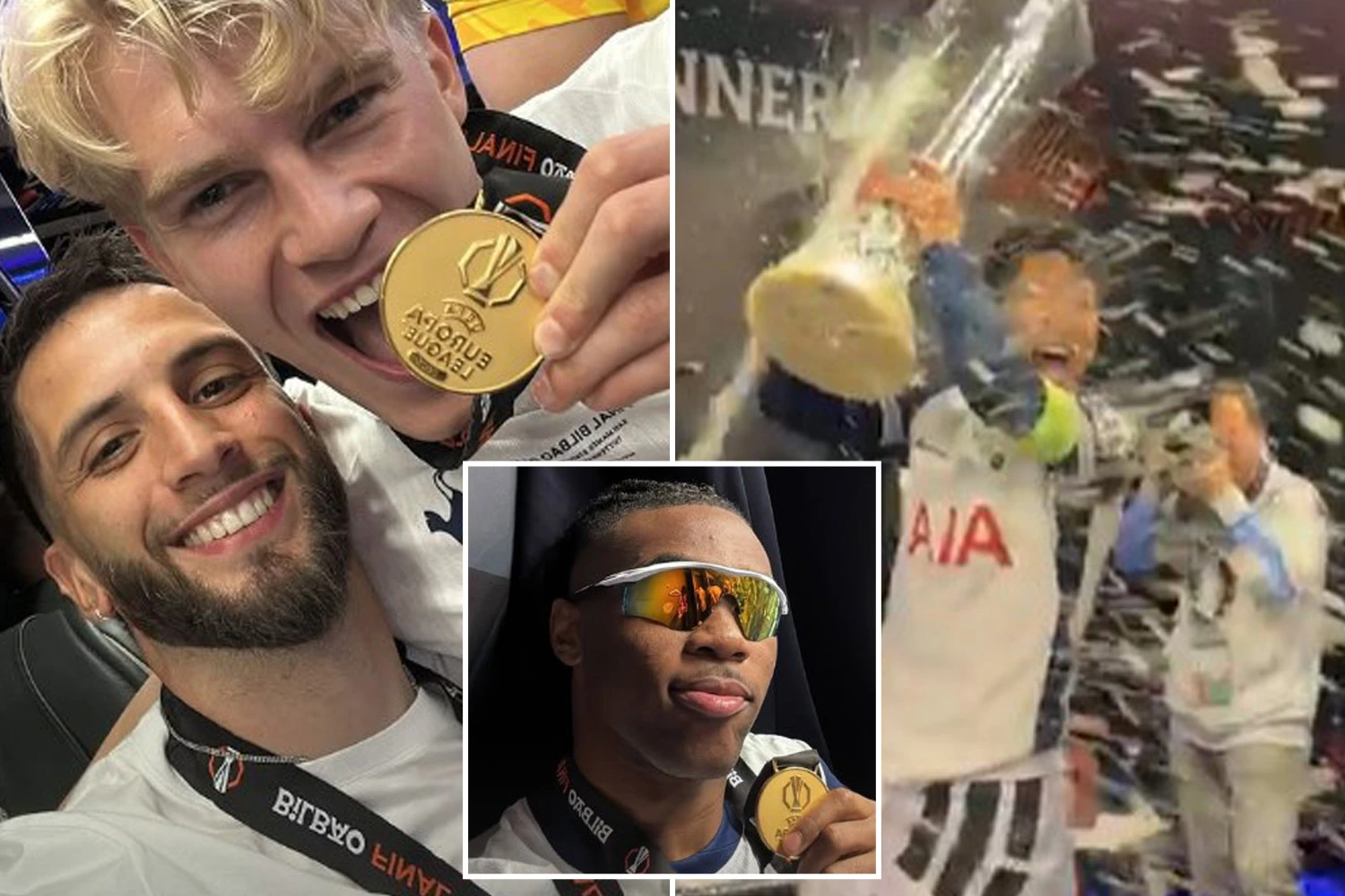 Inside Spurs' wild dressing room celebrations as stars down beer and eat pizza
