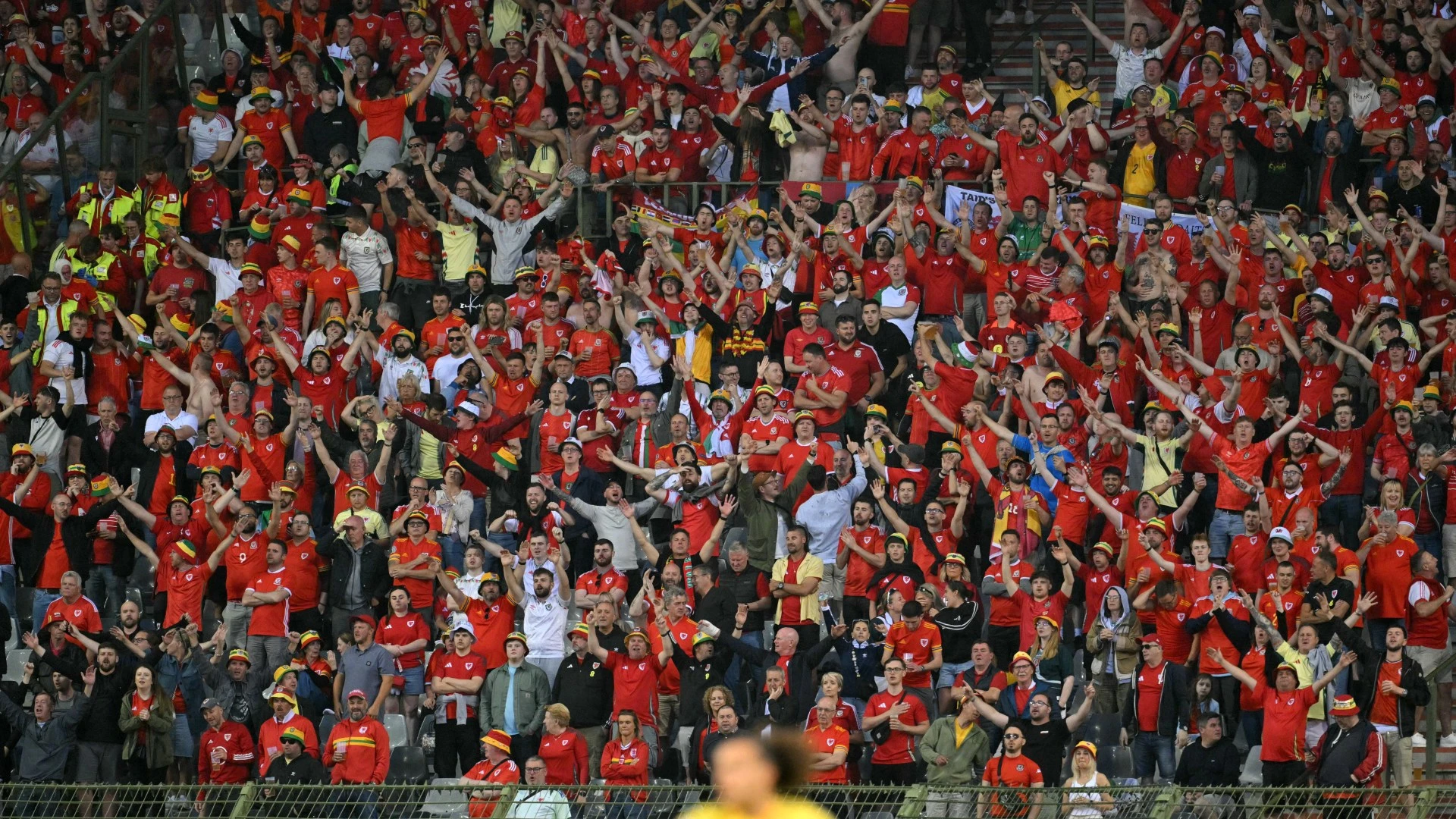 Wales fan rushed to hospital after falling from top tier during Belgium clash