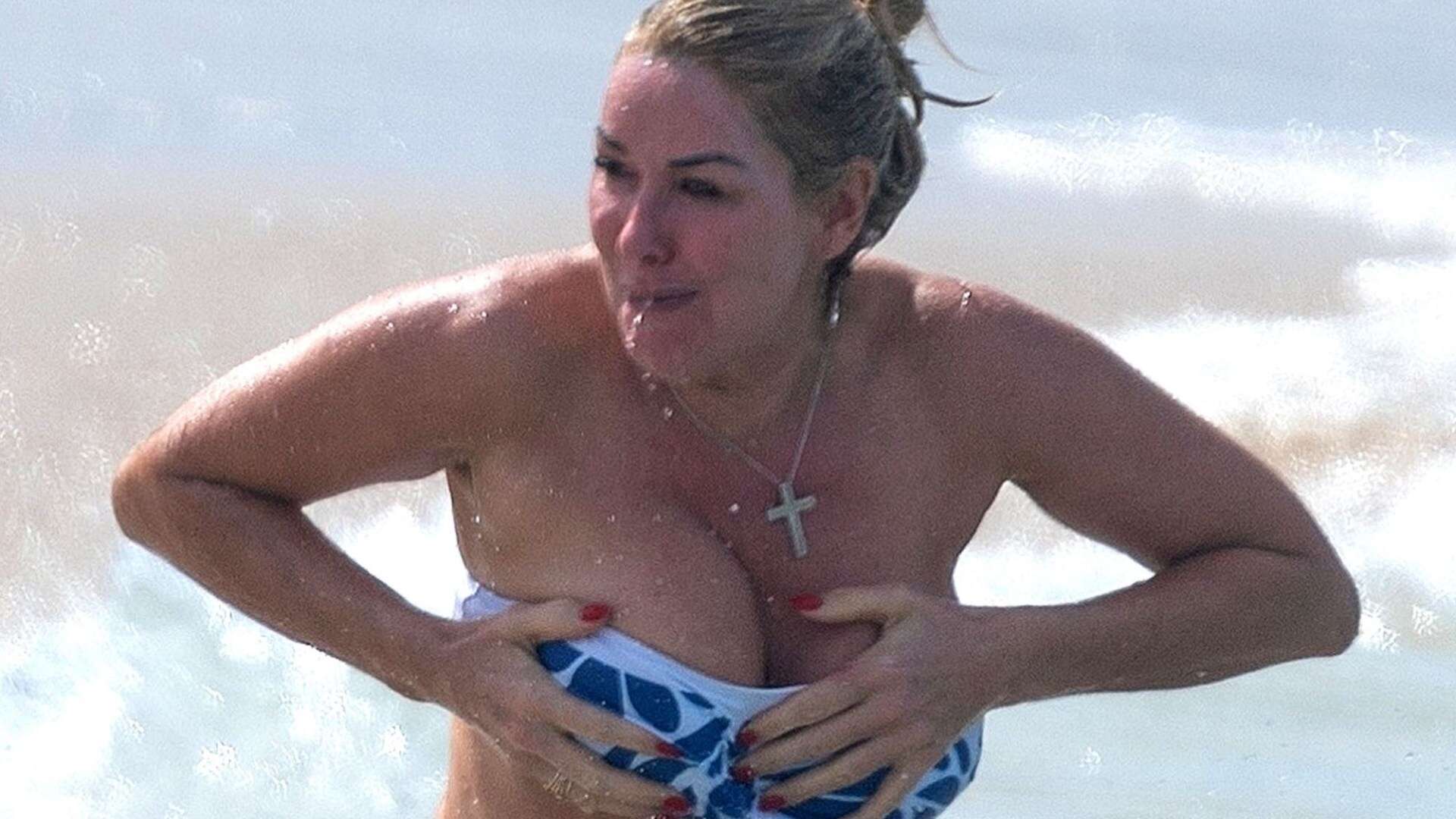 Claire Sweeney nearly spills out of her bikini after Ricky Hatton split