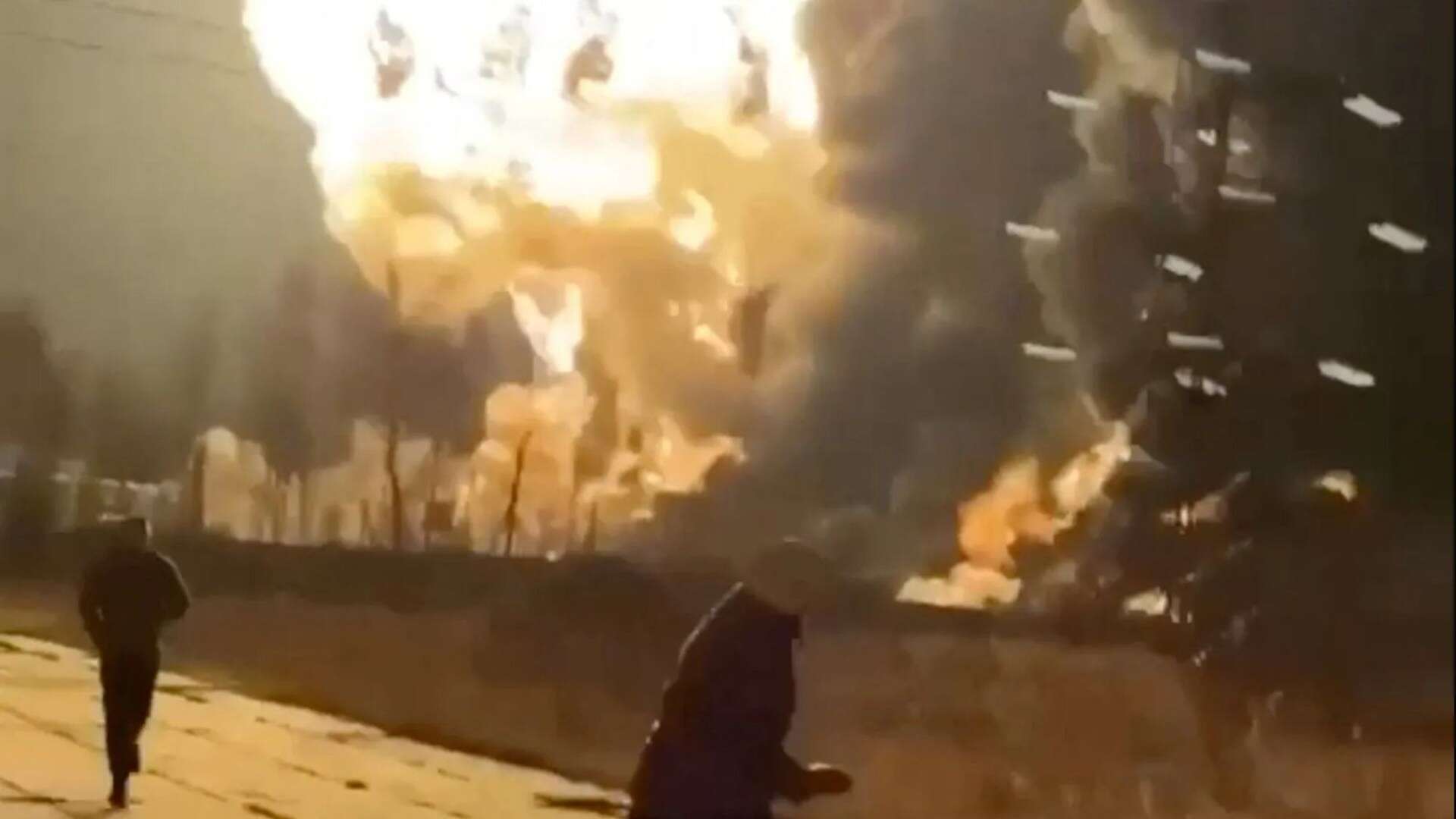 Watch as explosion rips through Putin oil refinery as screaming Russians flee