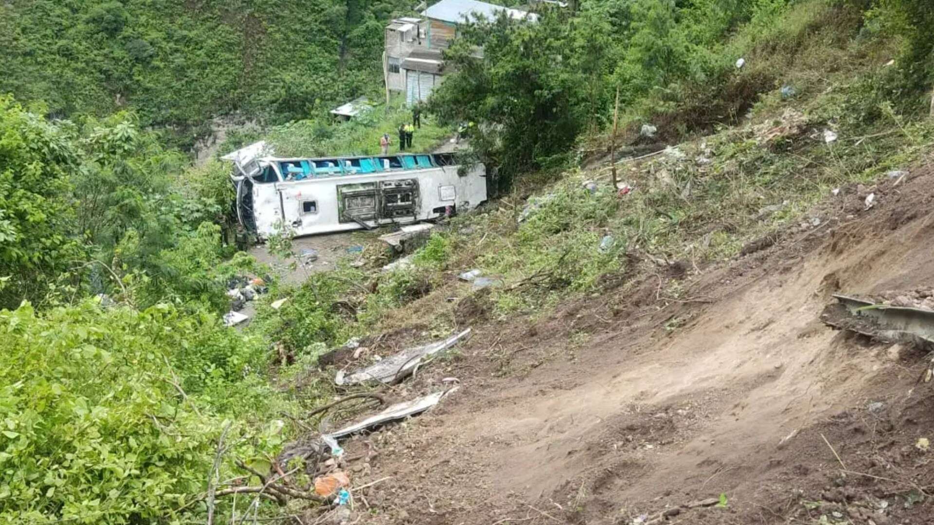 At least 12 dead and 30 injured after tourist bus plunges into 160ft gorge