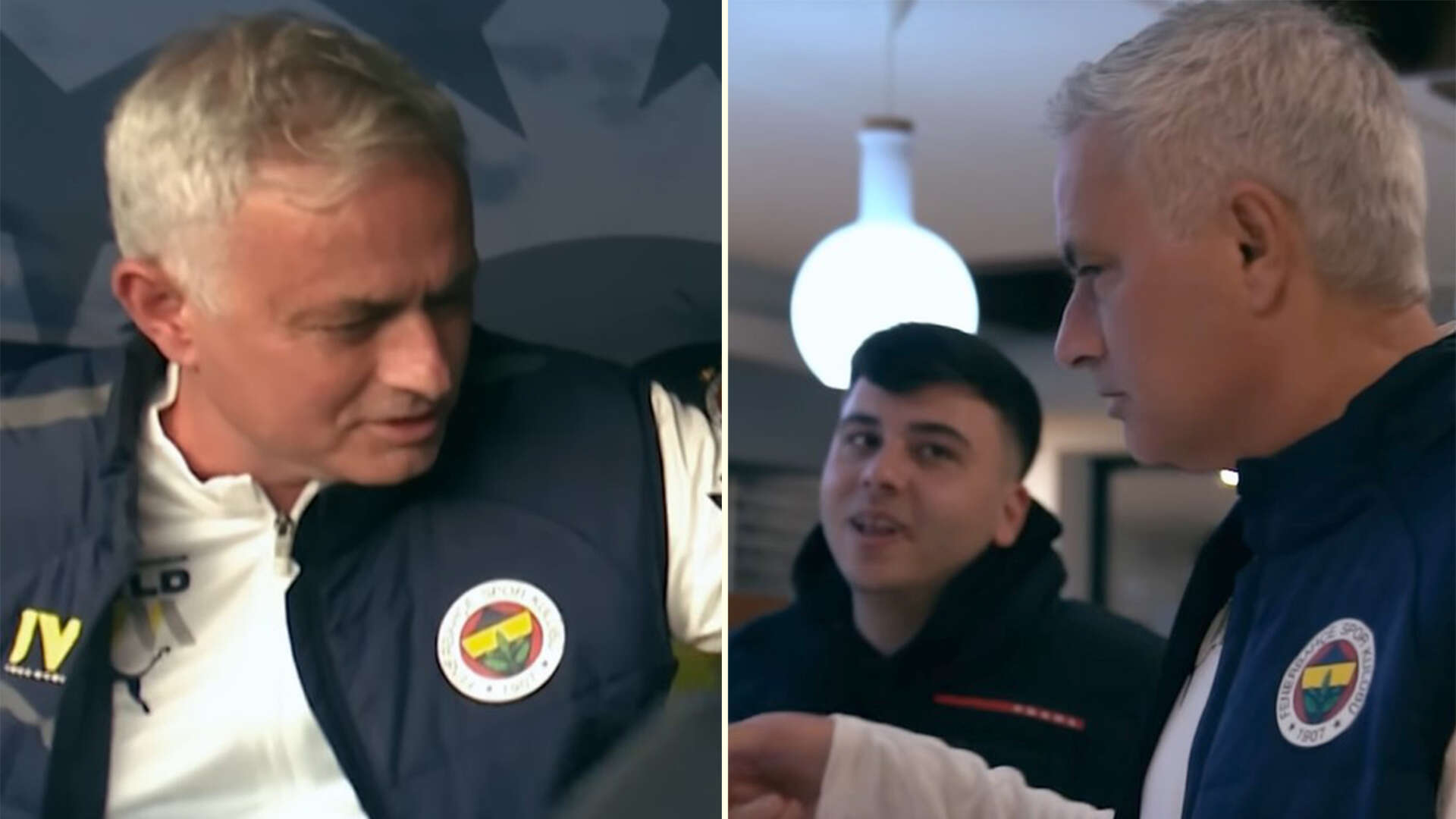 Moment Mourinho stops team bus to let on excited fan and invite him to lunch