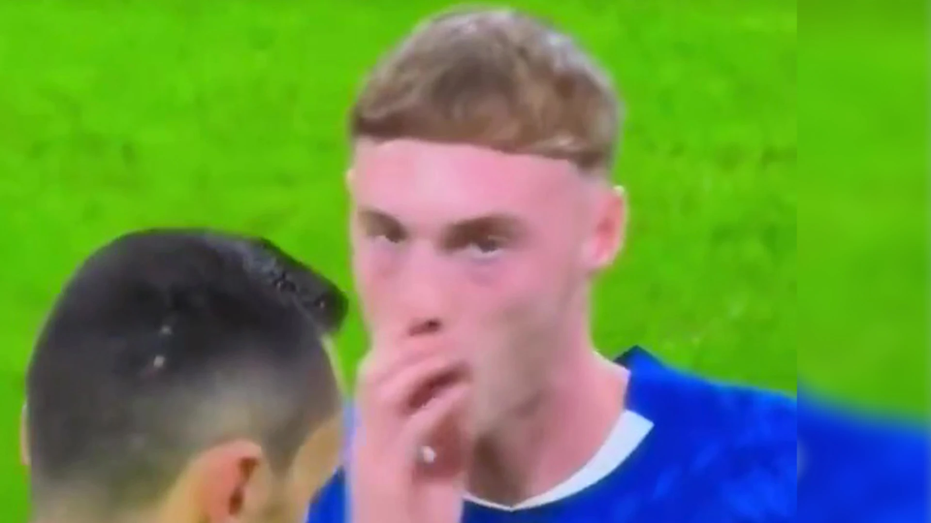 Moment ref 'tells Cole Palmer about bogey' before star awkwardly wipes it away