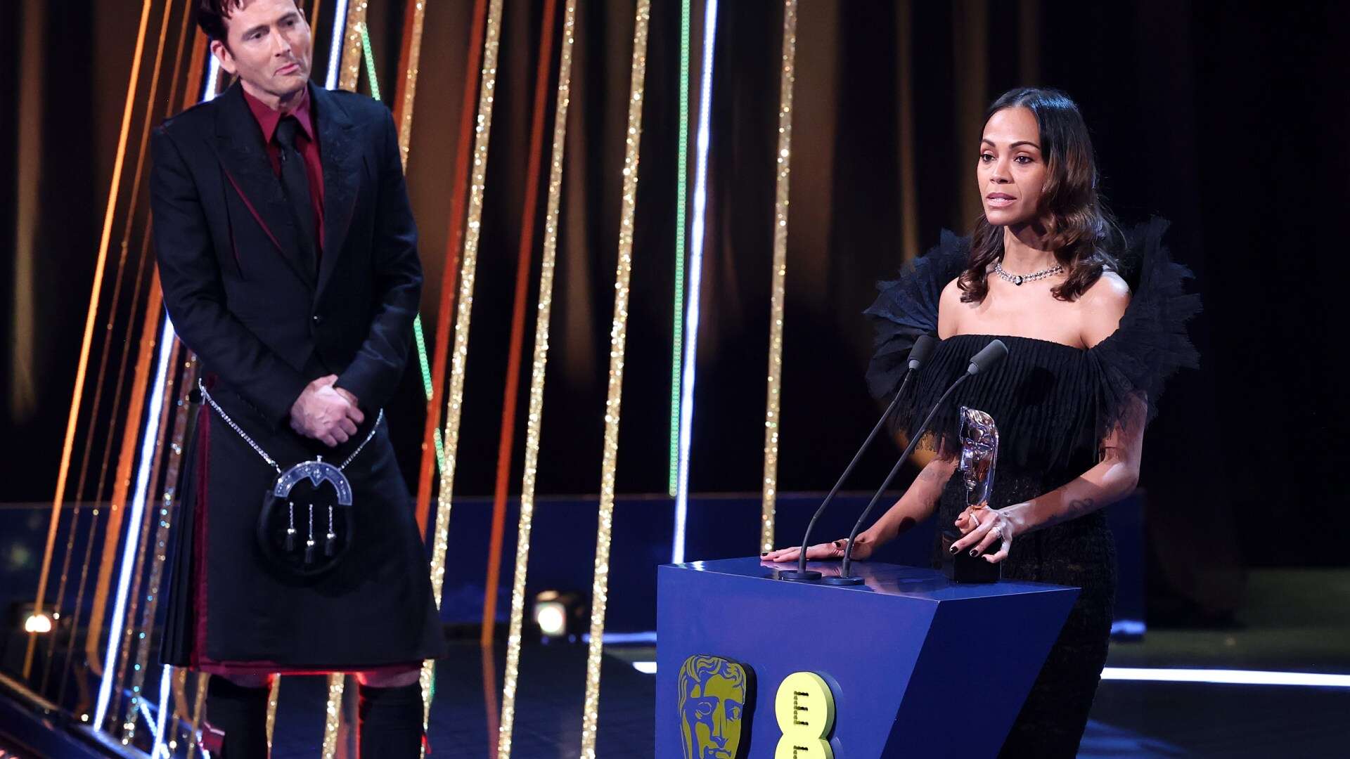 Zoe Saldana pulled off camera for swearing in viral BAFTAs moment