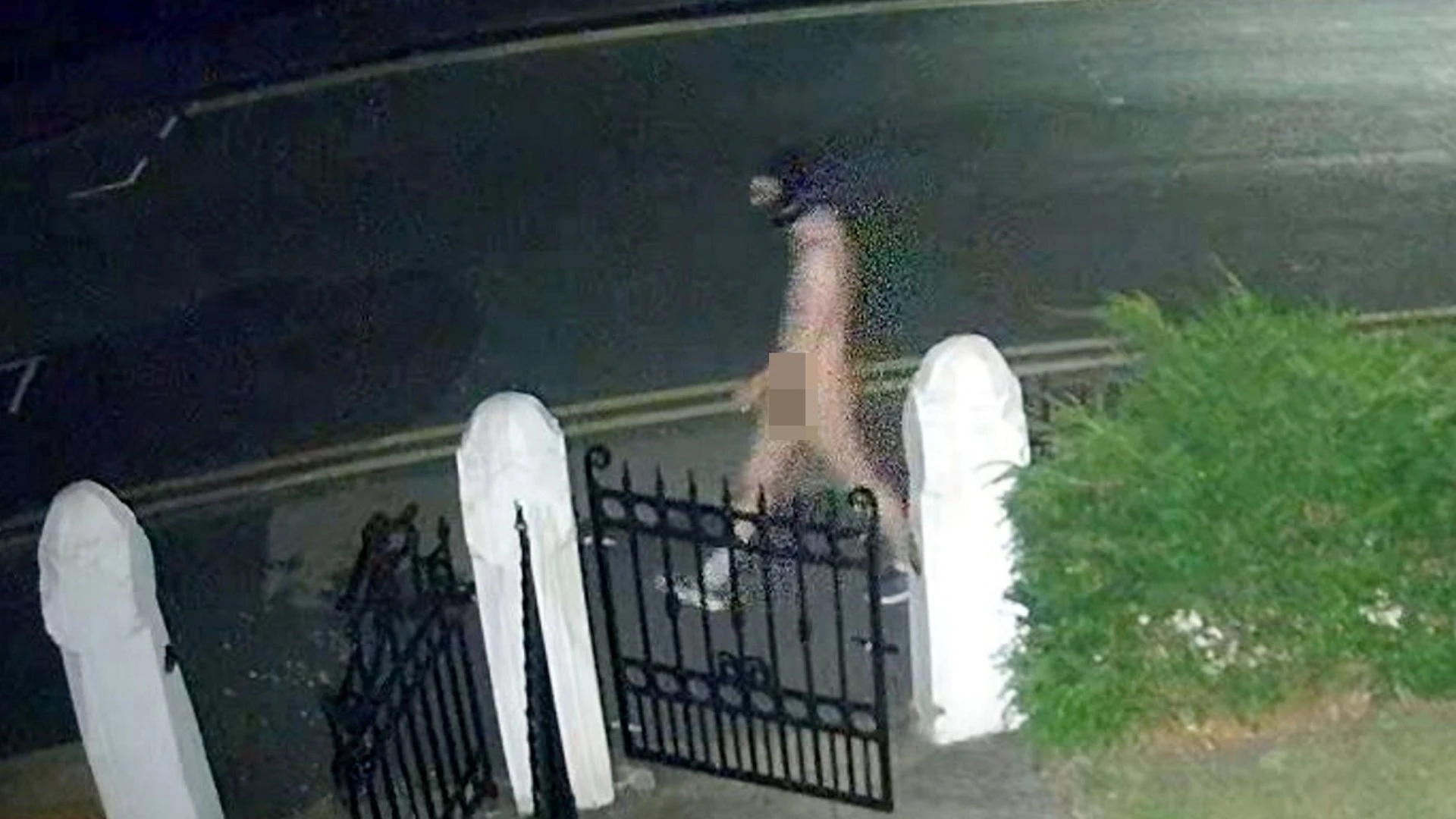 Moment naked man in 'gimp mask' prowls as families 'scared to let kids out'