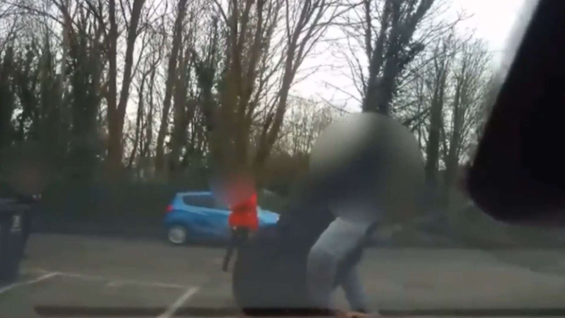 Moment 'cash-for-crash' idiot rolls himself over car bonnet in shameless dashcam