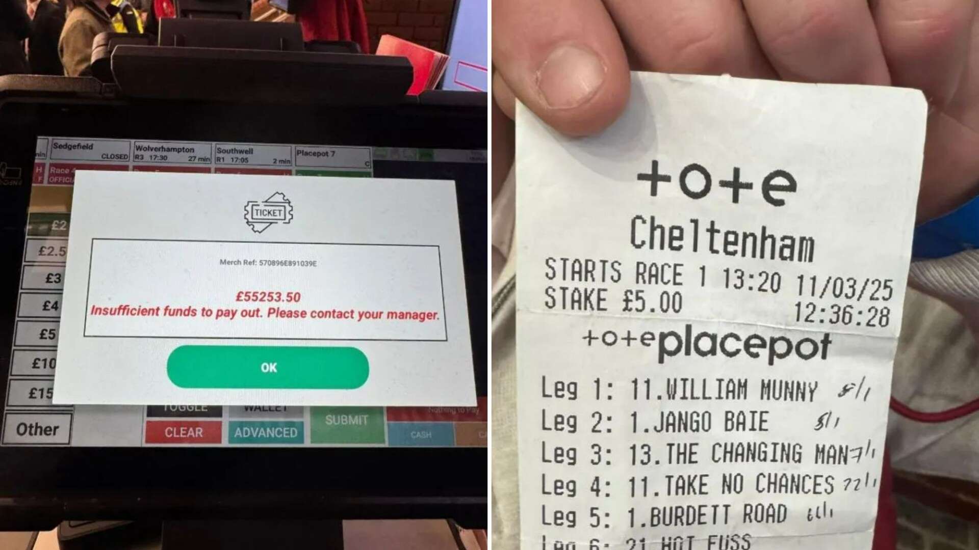 Punter wins £55,000 from a fiver at Cheltenham despite backing just one winner