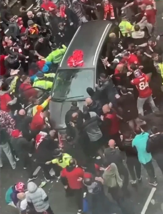 Moment Liverpool parade ‘drug driver’ is dragged out car after 65 people hit