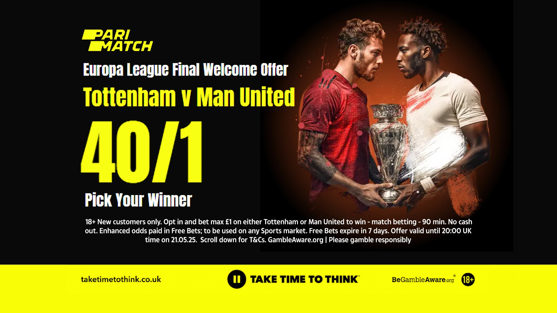 Get 40/1 for either Spurs or Man Utd to win Europa League final in 90 mins