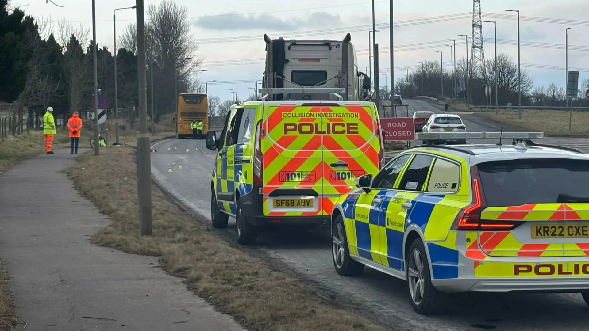Boy in serious condition after being hit by bus while riding bike on road