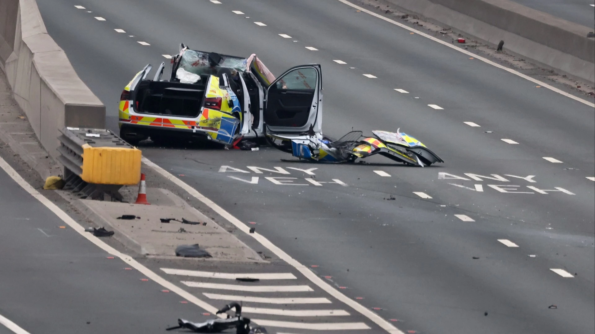Major A-road closed 'for hours' after four police cars involved in crash