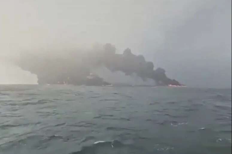 Oil tanker & cargo ship engulfed in flames after crash just 10 miles off UK coast