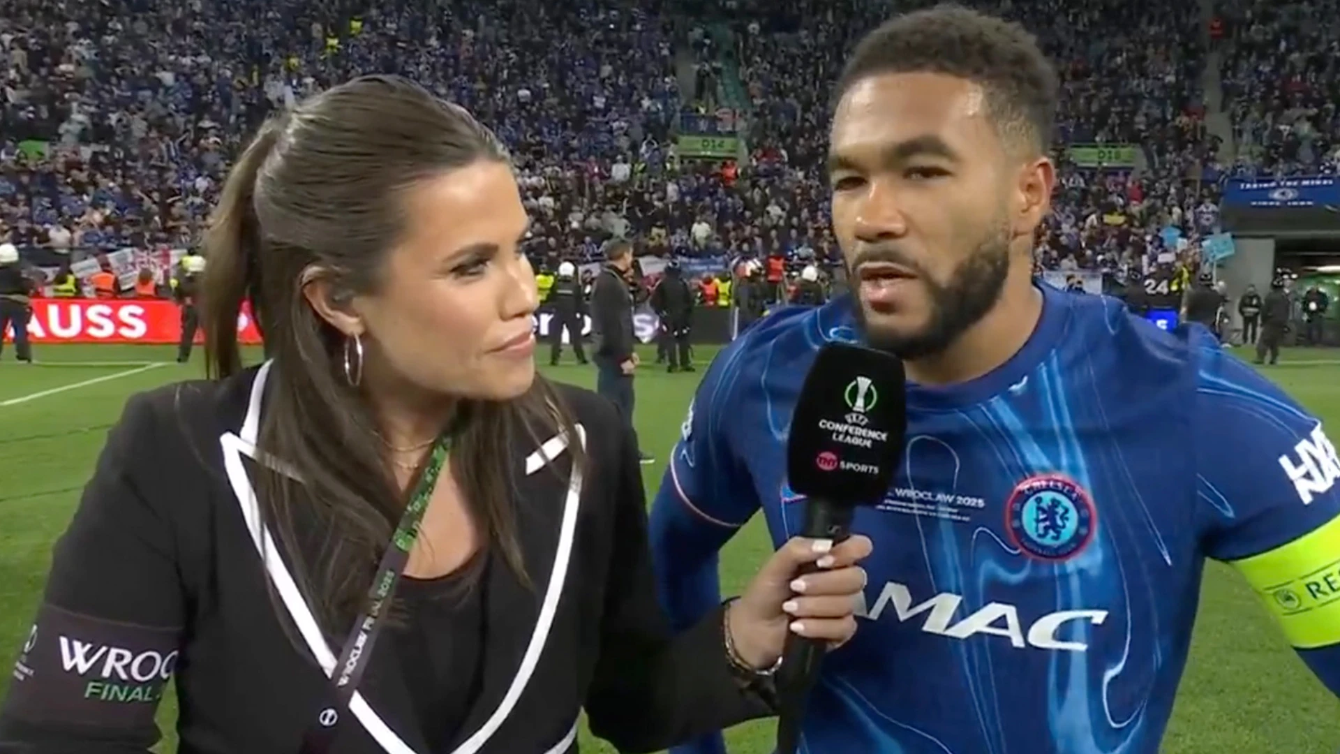 Reece James overheard by TNT Sports host giving half-time rollocking in final