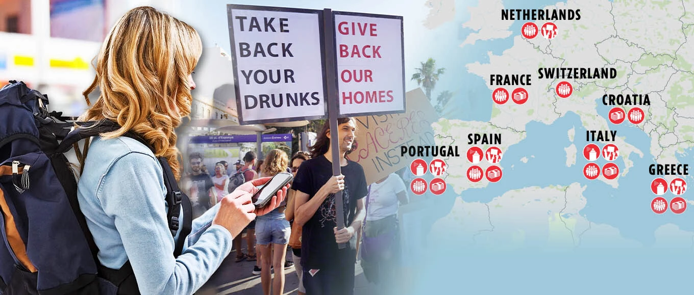 World’s anti-tourist hotspots cracking down on Brit holidays MAPPED