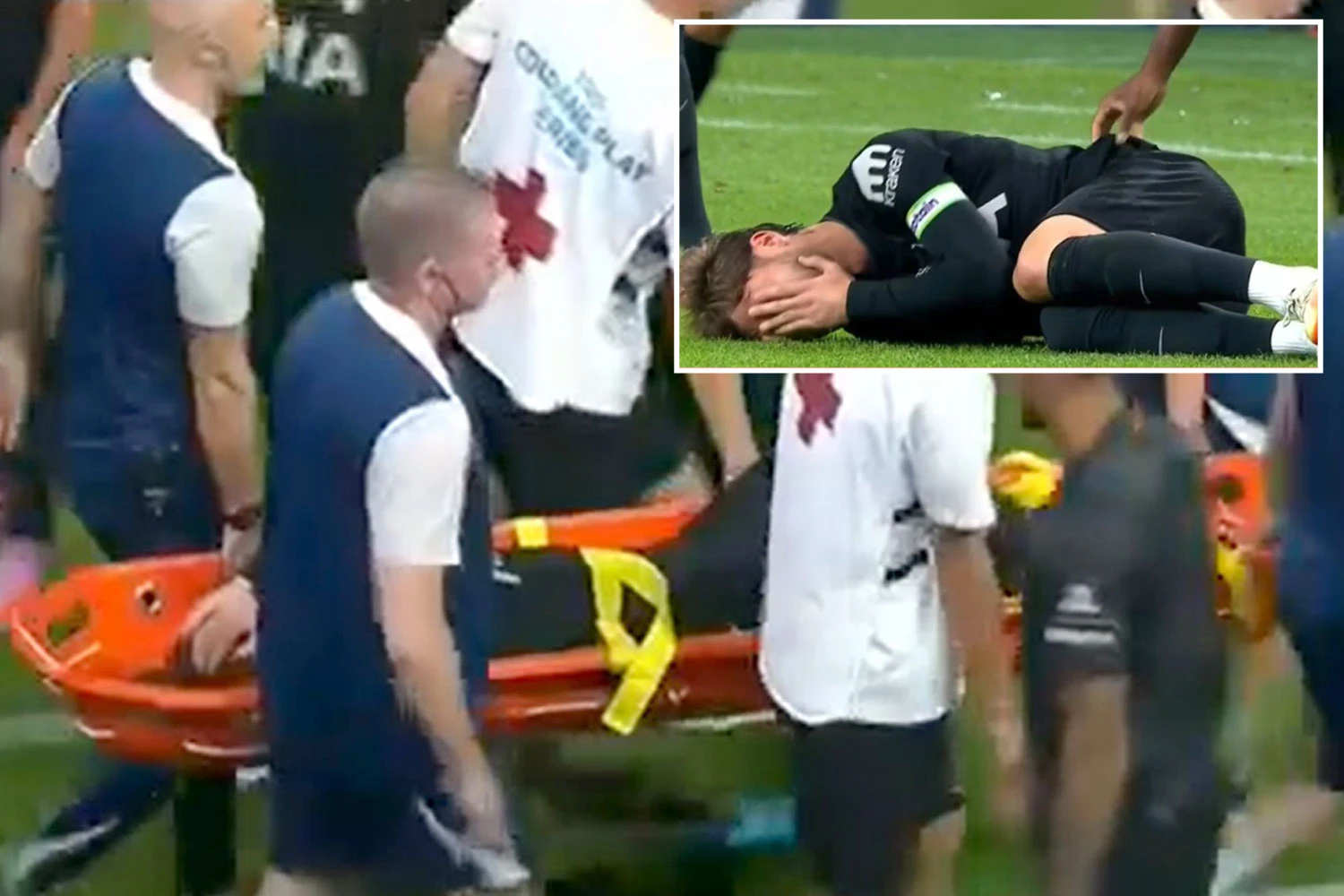 James Maddison stretchered off with head in hands in huge Spurs blow