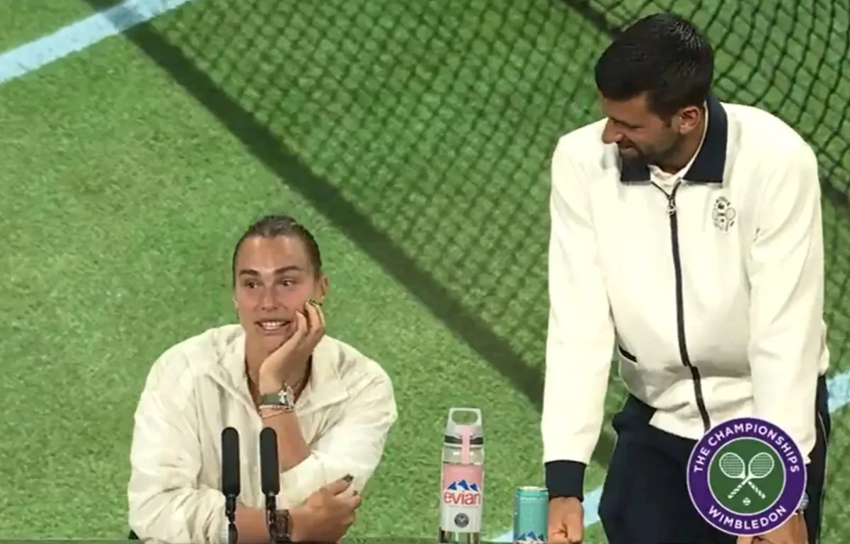 Novak Djokovic gatecrashes Aryna Sabalenka's pre-Wimbledon press conference