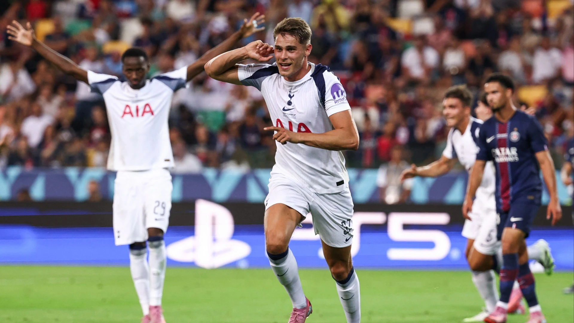 Kudus hits POST as Spurs almost add to Van de Ven's SHOCK opener in Super Cup
