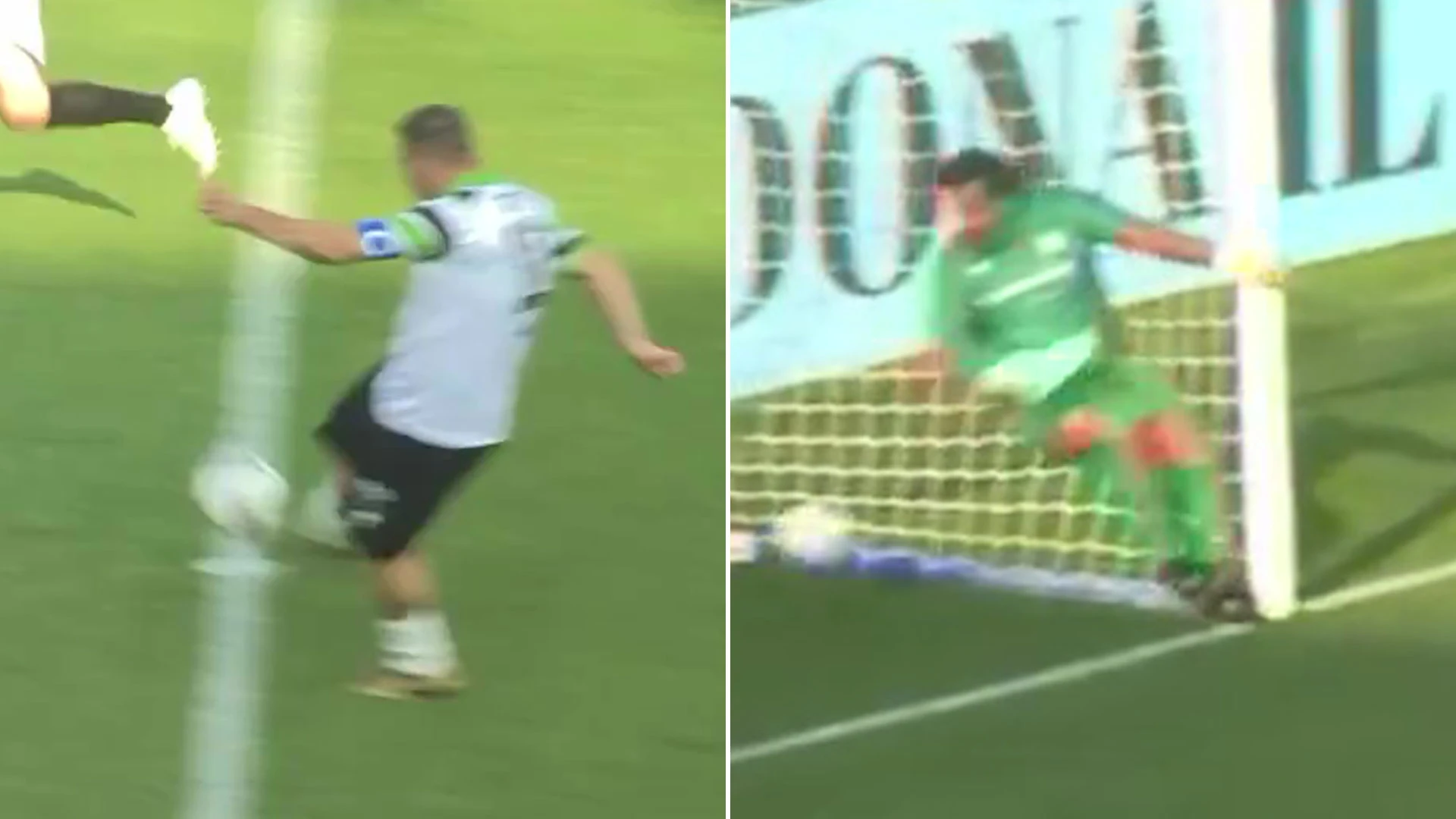 World Cup winner, 48, rolls back the years with stunning goal from HALFWAY line