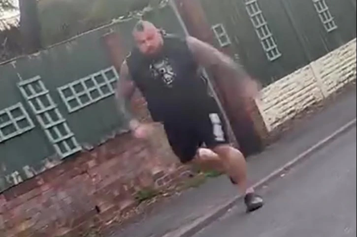 Moment Eddie Hall chases driver screaming ‘I’ll rip your head off’ in clash