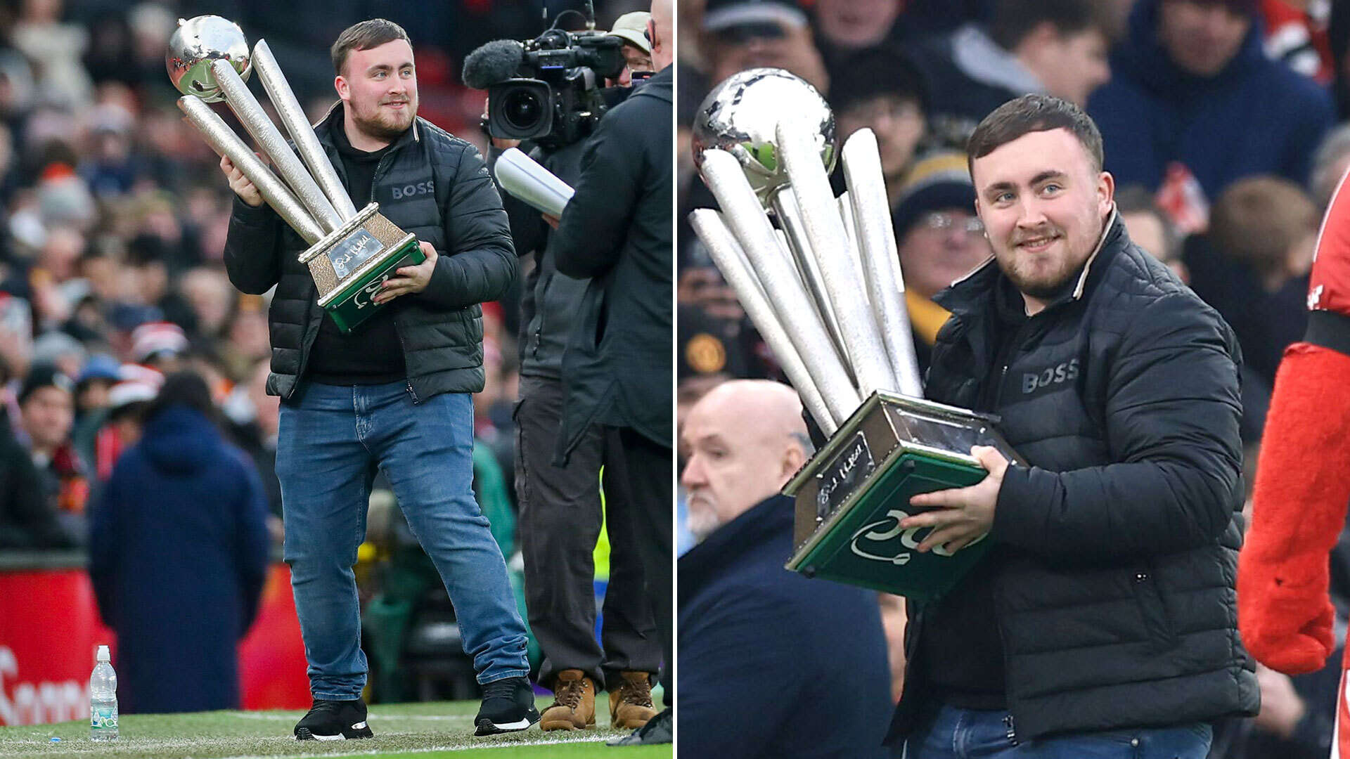 Man Utd superfan Luke Littler parades World Championship trophy at Old Trafford