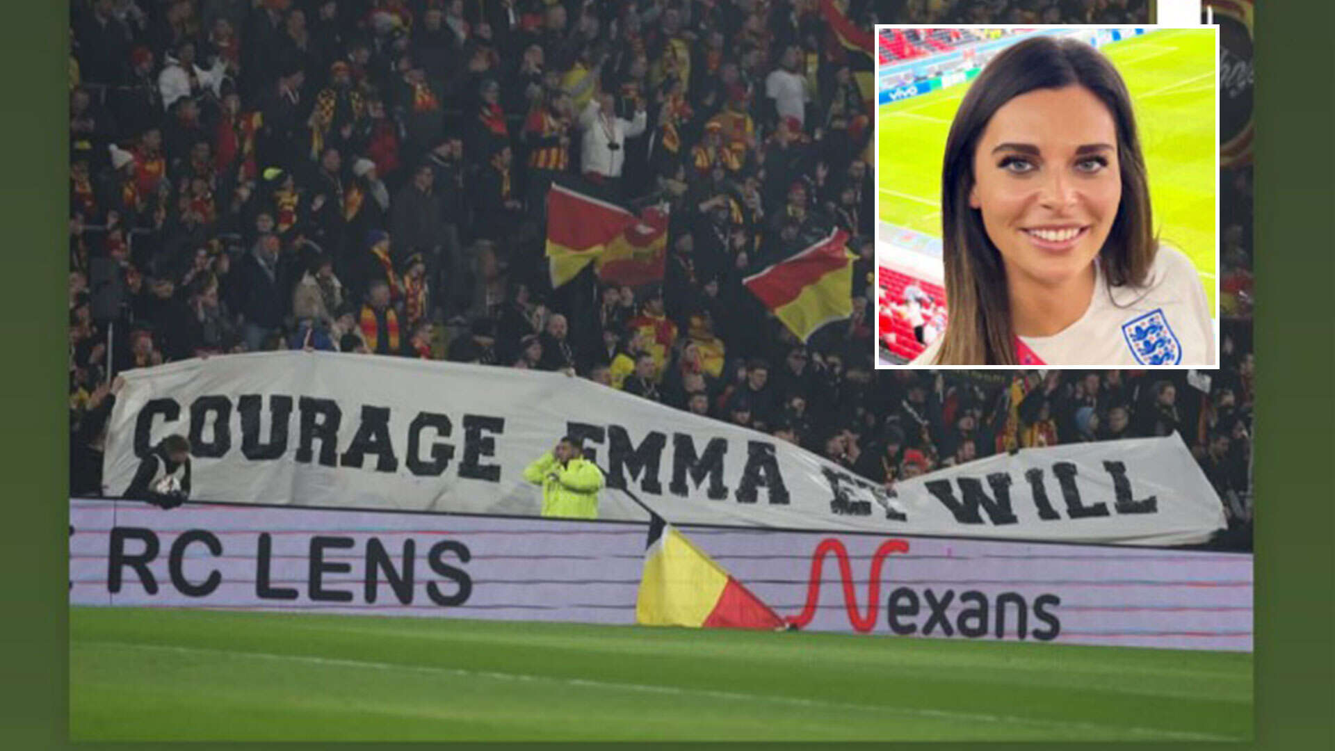 RC Lens fans hold up classy message to Sky Sports ace battling brain infection