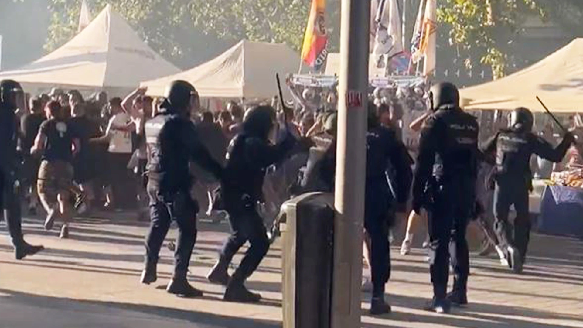 Shocking moment Marseille fans clash with riot police in ugly scenes
