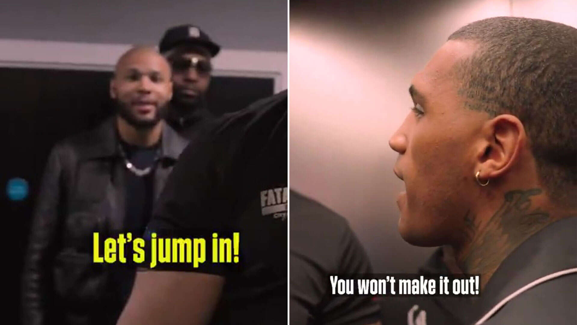 Tense moment Chris Eubank Jr and Conor Benn are kept apart by security in lift