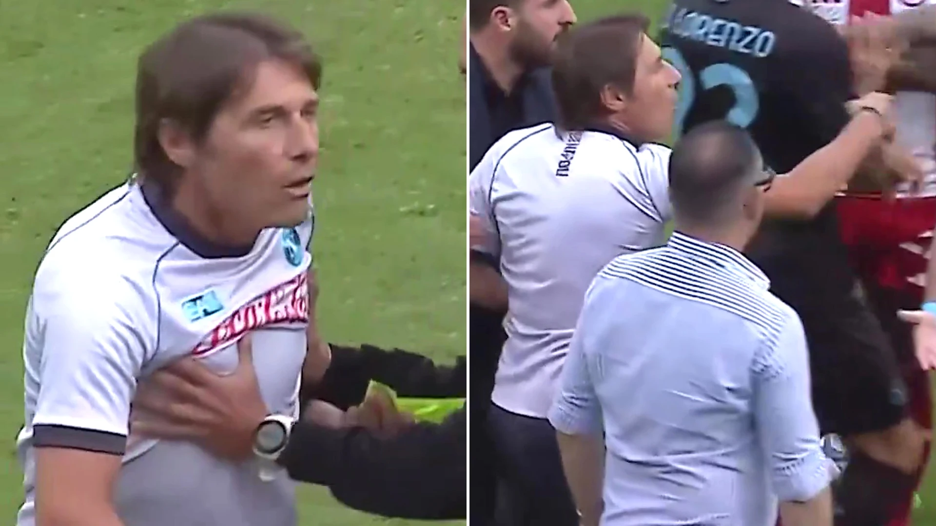Ex-Chelsea boss Conte storms onto pitch and restrained by fourth official