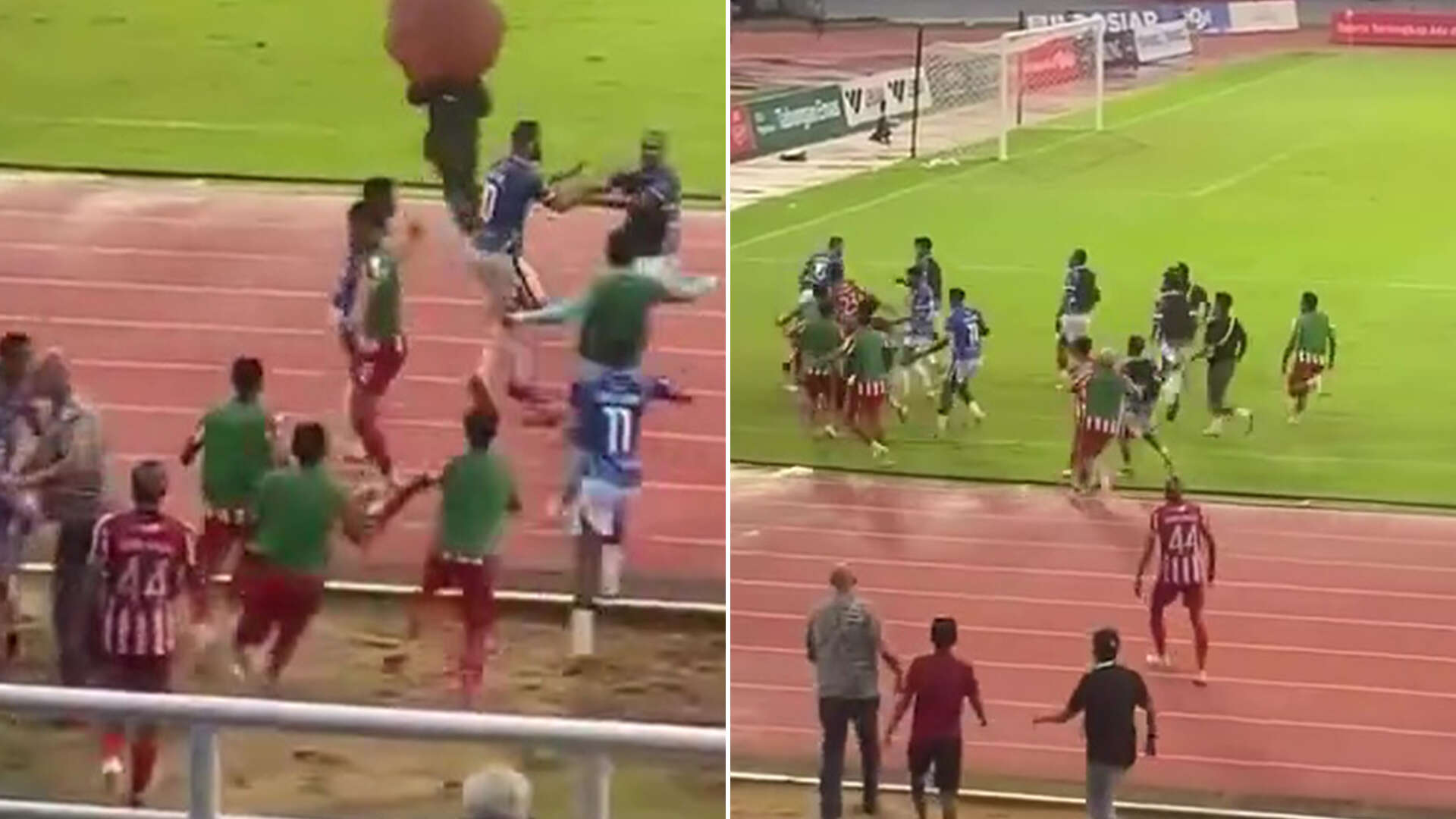 Match descends into chaos with huge brawl and stars punching each other