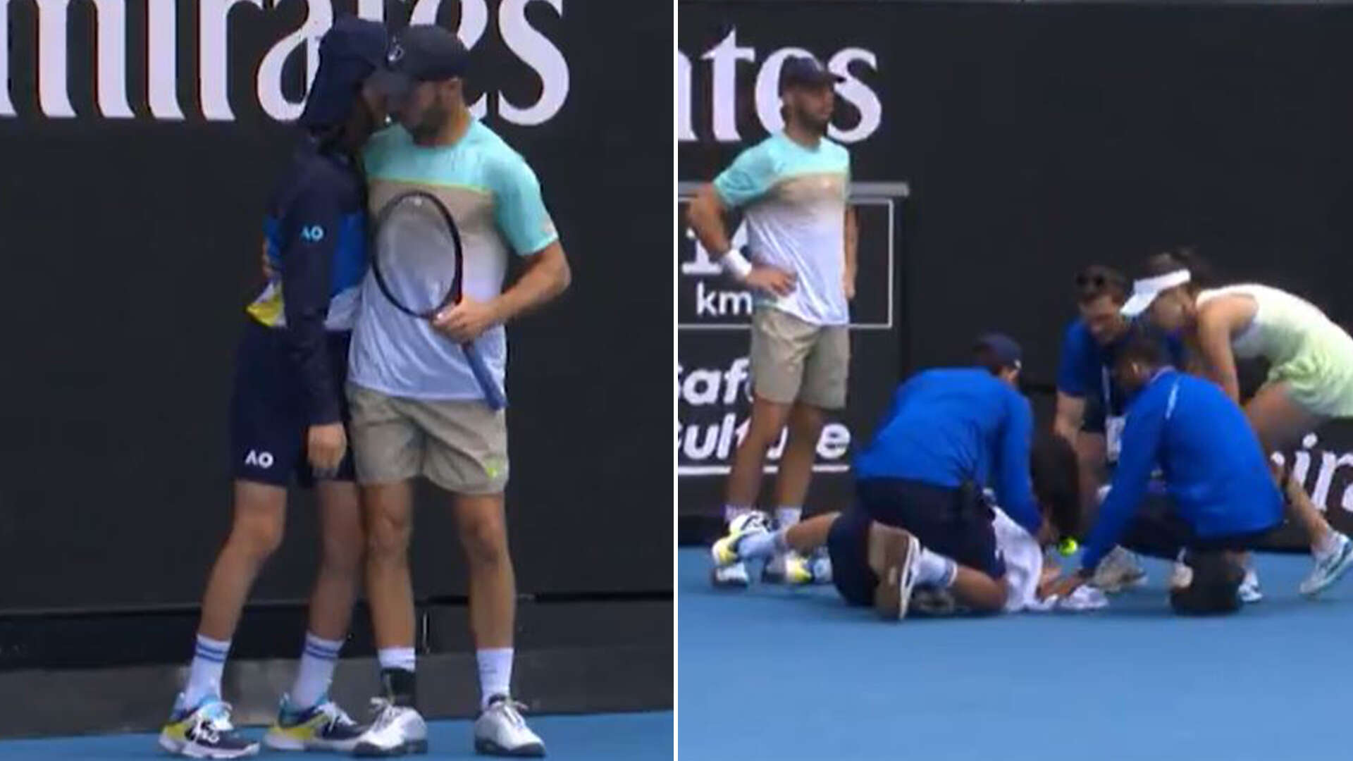 'He's all class' say fans as star carries ballboy off court in scorching heat