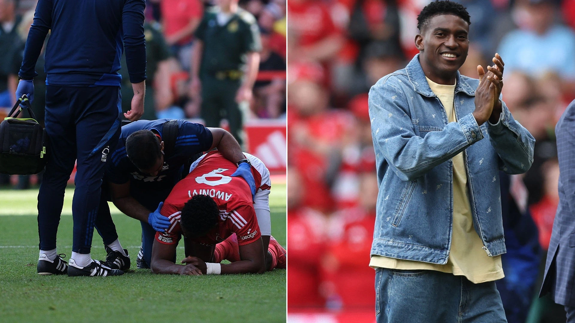Awoniyi seen for first time since horror injury as he receives hero's welcome