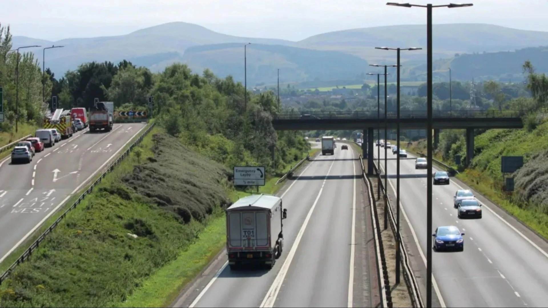 Lorry bursts into flames on busy UK motorway as emergency crews scrambled