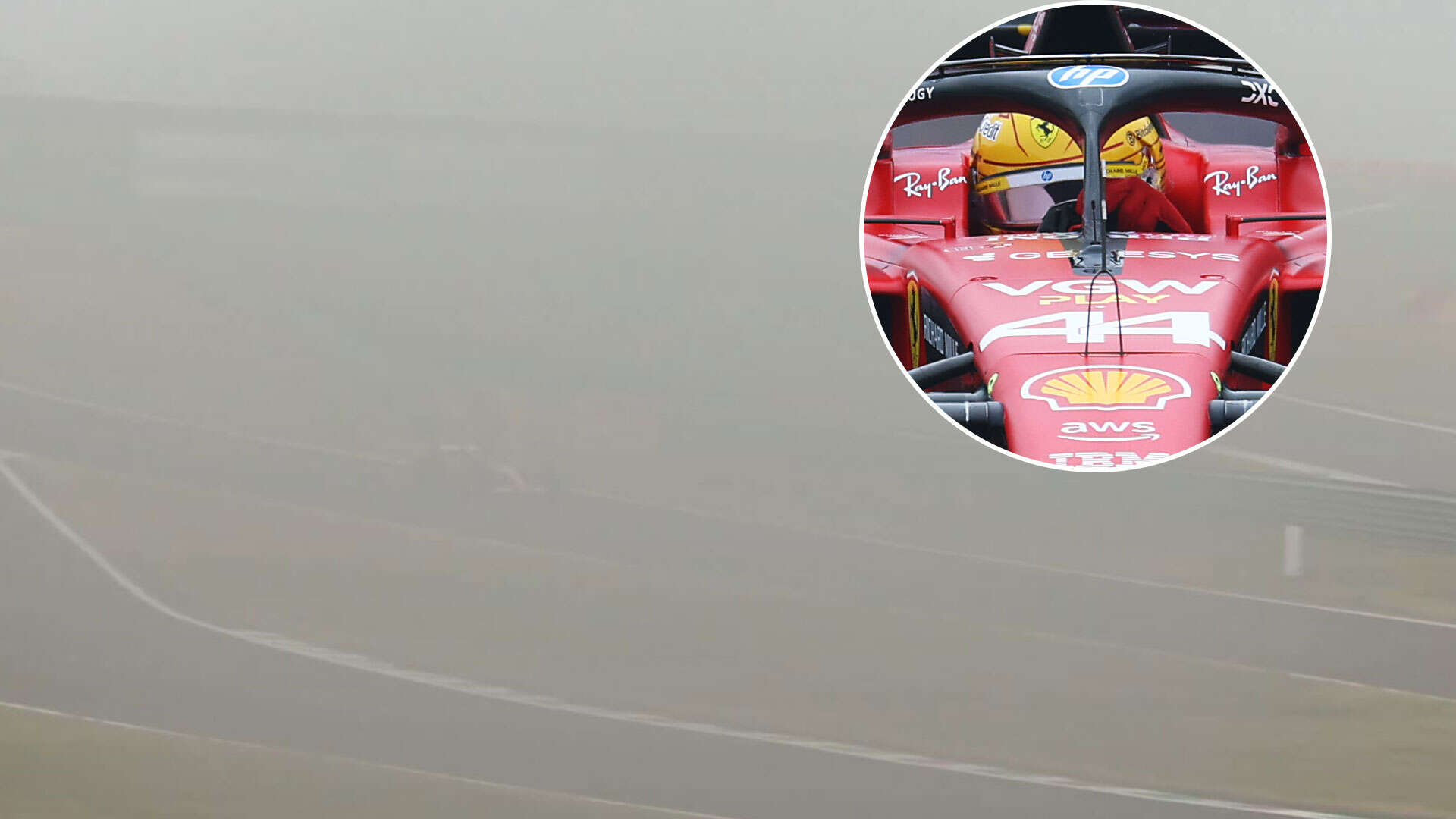 Fans miss Lewis Hamilton's first Ferrari lap as thick fog engulfs iconic track