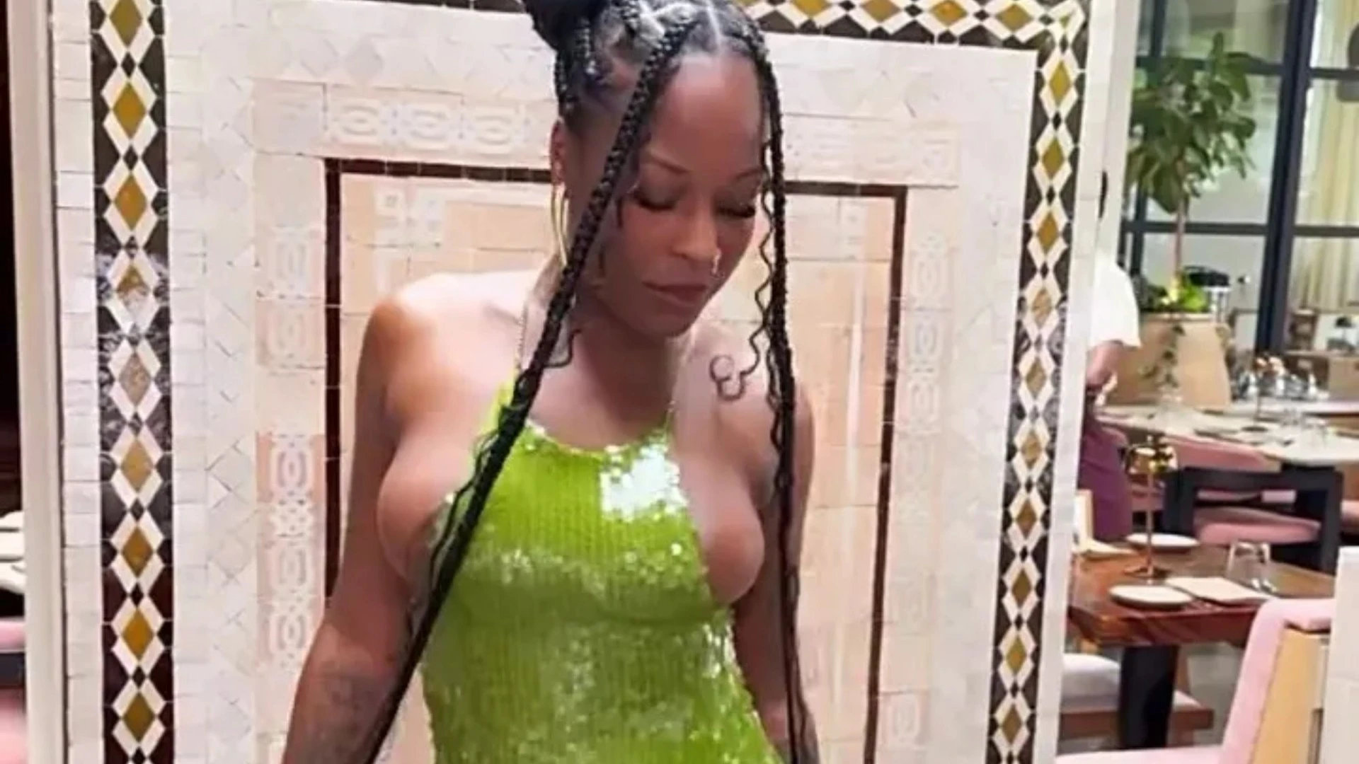 Woman shows off VERY skimpy dinner dress & people say she should be 'arrested'