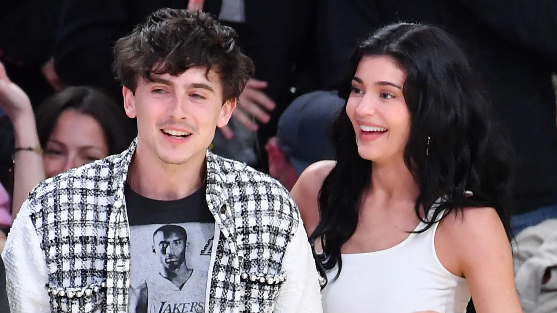 Kylie Jenner and Timothee Chalamet share a kiss at LA Lakers game