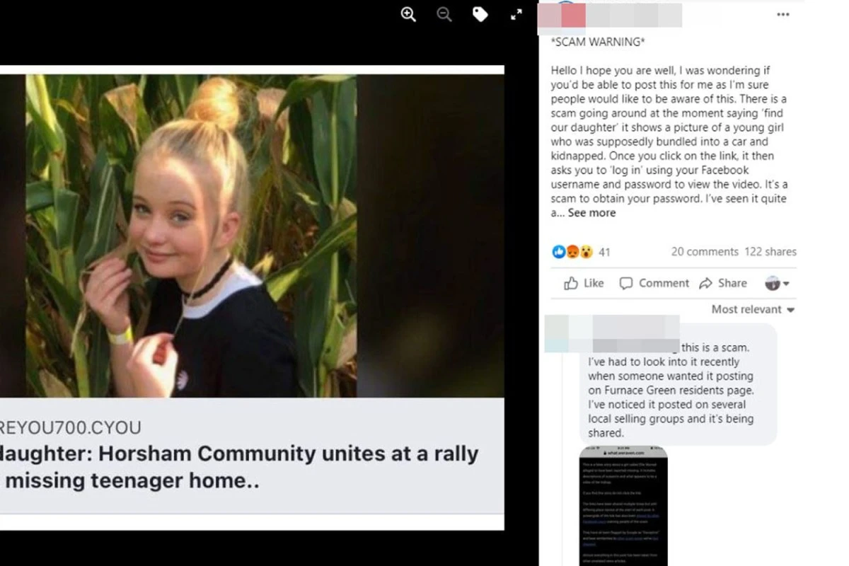 Fake 'missing child' reports on Facebook used for dangerous scams