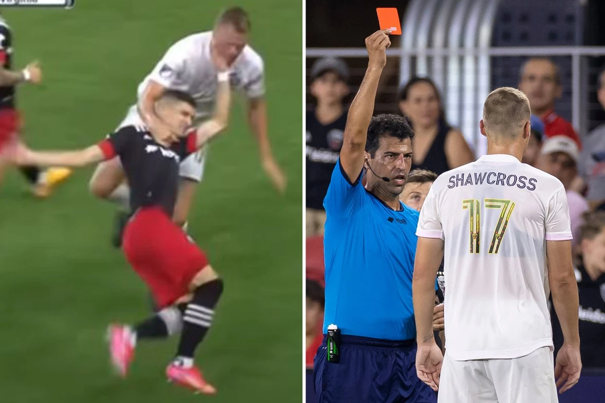Ryan Shawcross sent off for grabbing rival's neck as 9-man Inter Miami lose