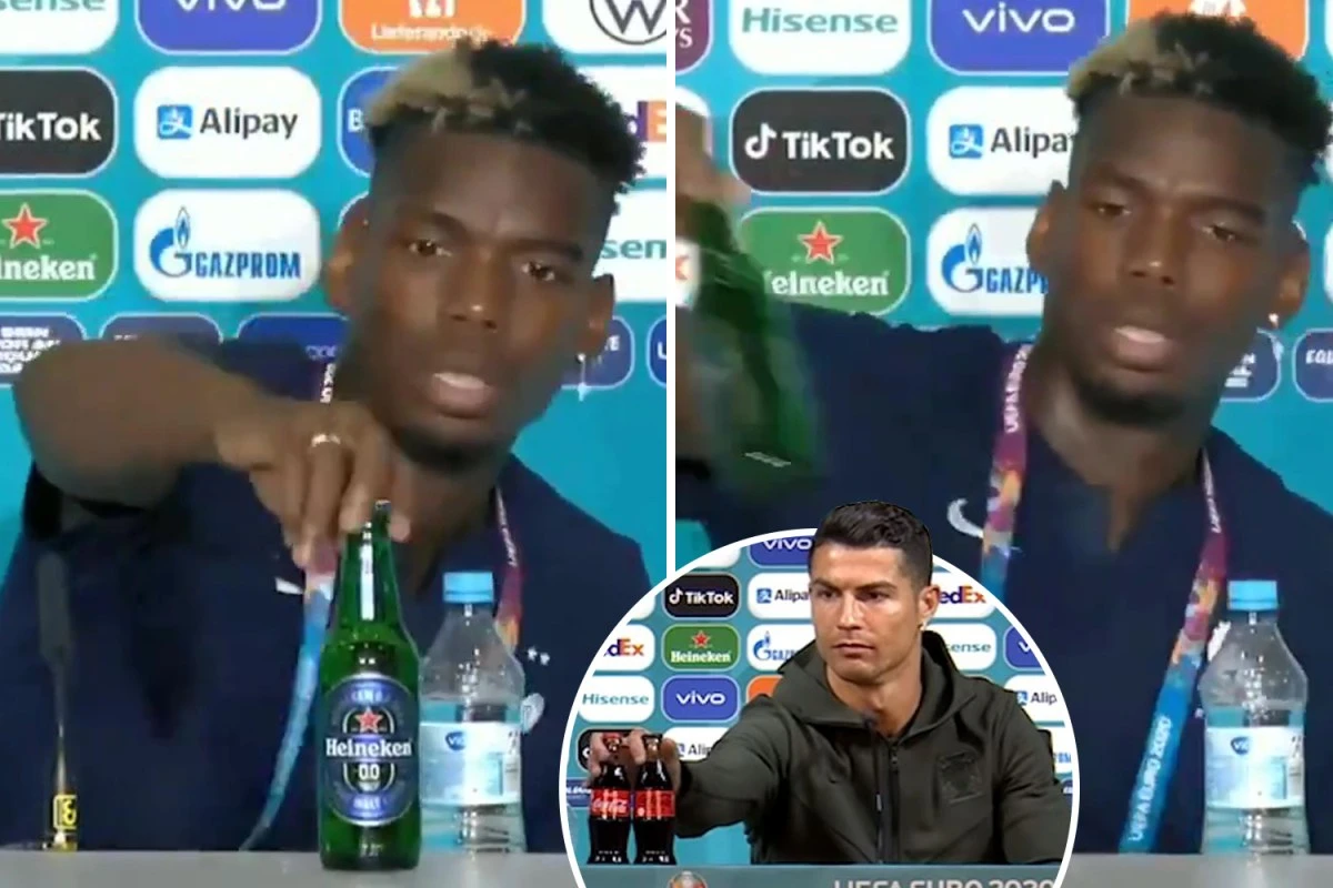 Paul Pogba removes Heienken beer bottle from presser with ace devout Muslim