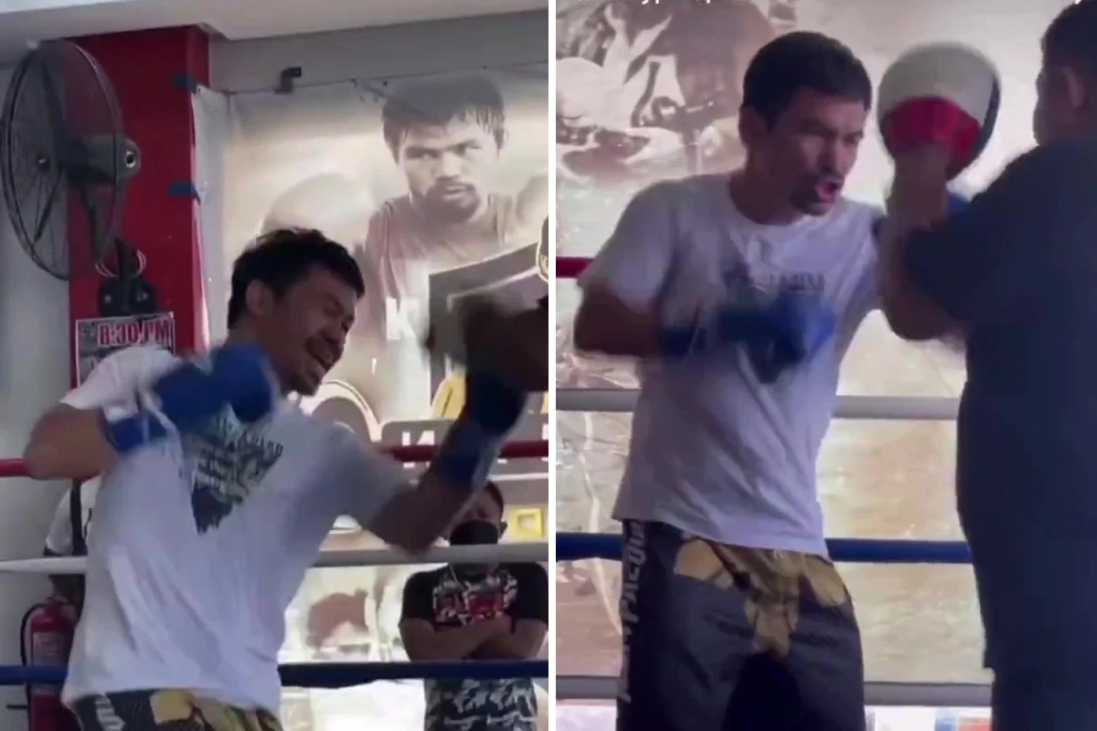 Watch Pacquiao, 42, look sharp in training as he prepares for title fight